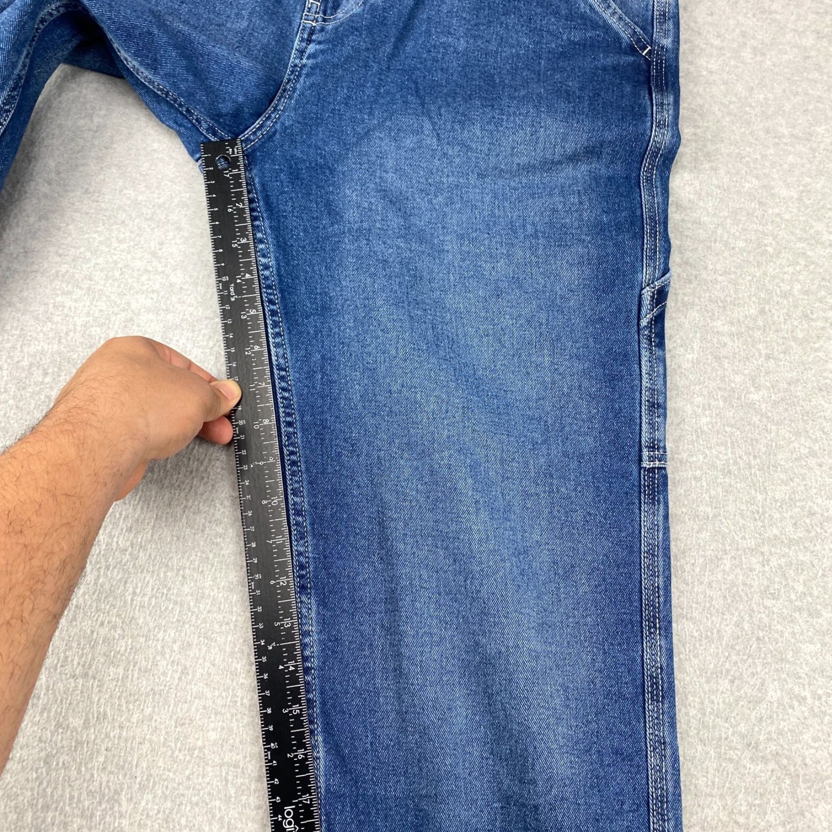 Essentials Amazon Jeans Mens 33X30 Blue Straight Leg Pockets Slim Stretch 5-Pocket Denim Regular Belt Loops 5 Size US 33 - 7 Thumbnail