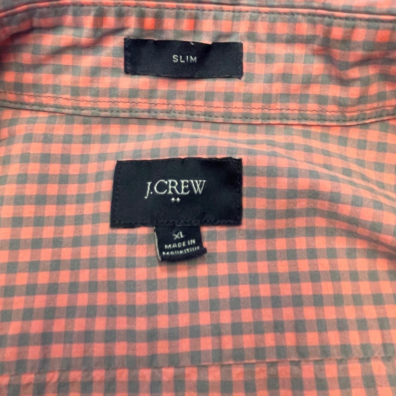 J.Crew J.Crew Mens XL Slim Fit Buttondown Shirt Gingham Orange Gray Size US L / EU 52-54 / 3 - 6 Thumbnail