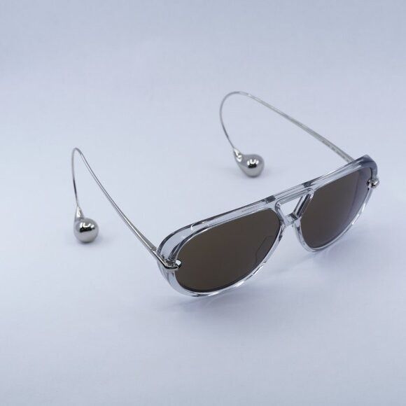 Bottega Veneta Bottega Veneta BV1273S 009 Sunglasses Grey Geometric Frame Size ONE SIZE - 4 Thumbnail