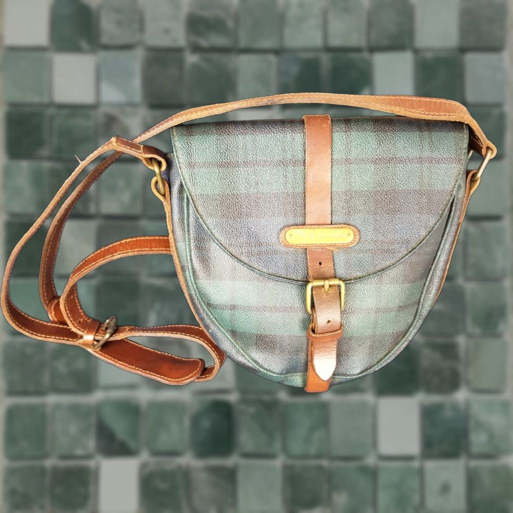 Ralph Lauren VINTAGE Ralph Lauren Polo PVC Green Check Crossbody Bag Women's Small 9x7x6 Leather Lined Size ONE SIZE - 1 Thumbnail