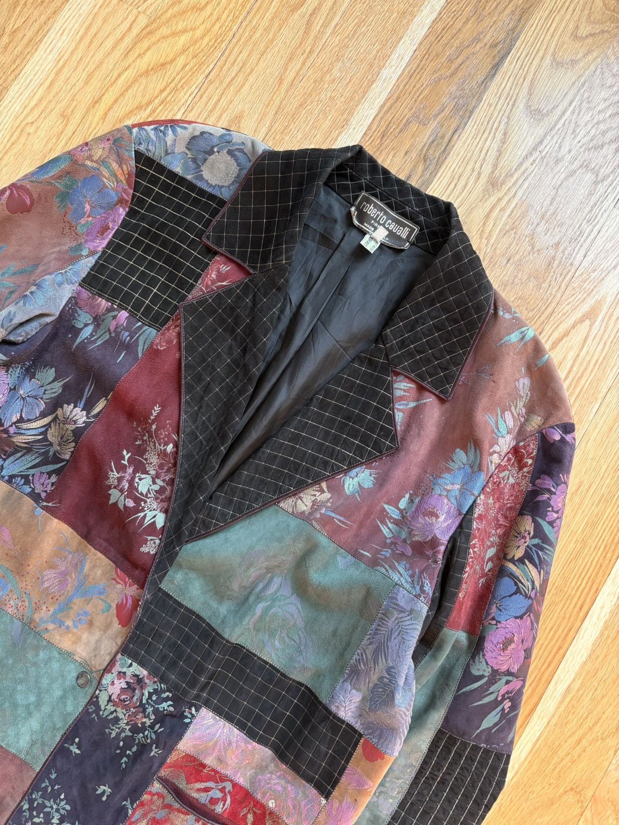 Roberto Cavalli Roberto Cavalli Vintage 80s Floral Patchwork Suede Blazer M Size US M / EU 48-50 / 2 - 2 Thumbnail