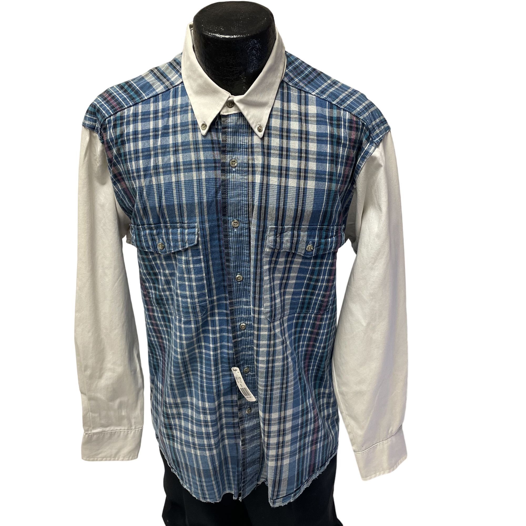 Wrangler NOS New Vtg Wrangler Blue Check Color Block RODEO Shirt Size US L / EU 52-54 / 3 - 1 Thumbnail