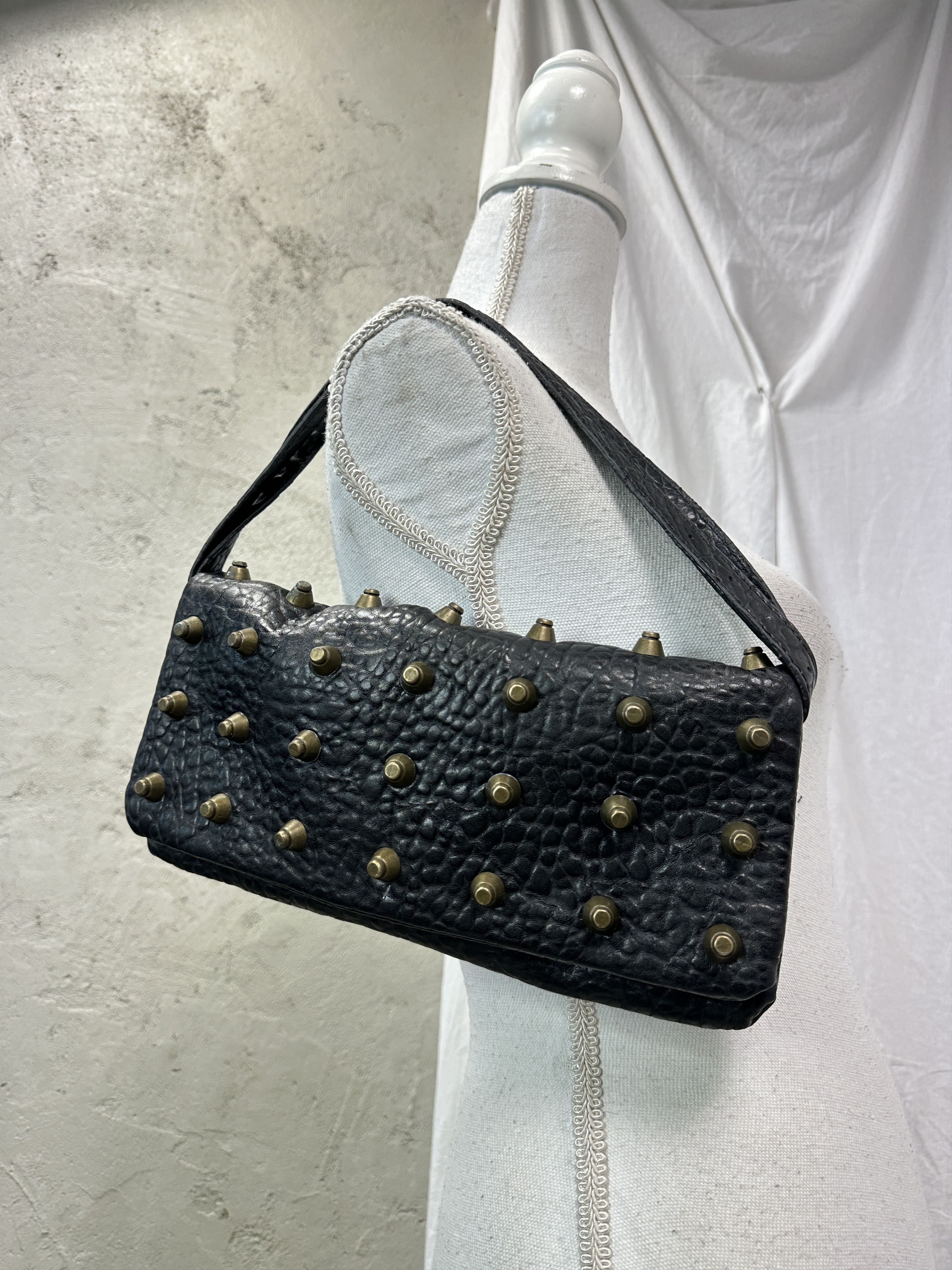 Vintage Vintage Avant Garde Studded Spikes Grunge Clutch Bag 00s Size ONE SIZE - 1 Thumbnail