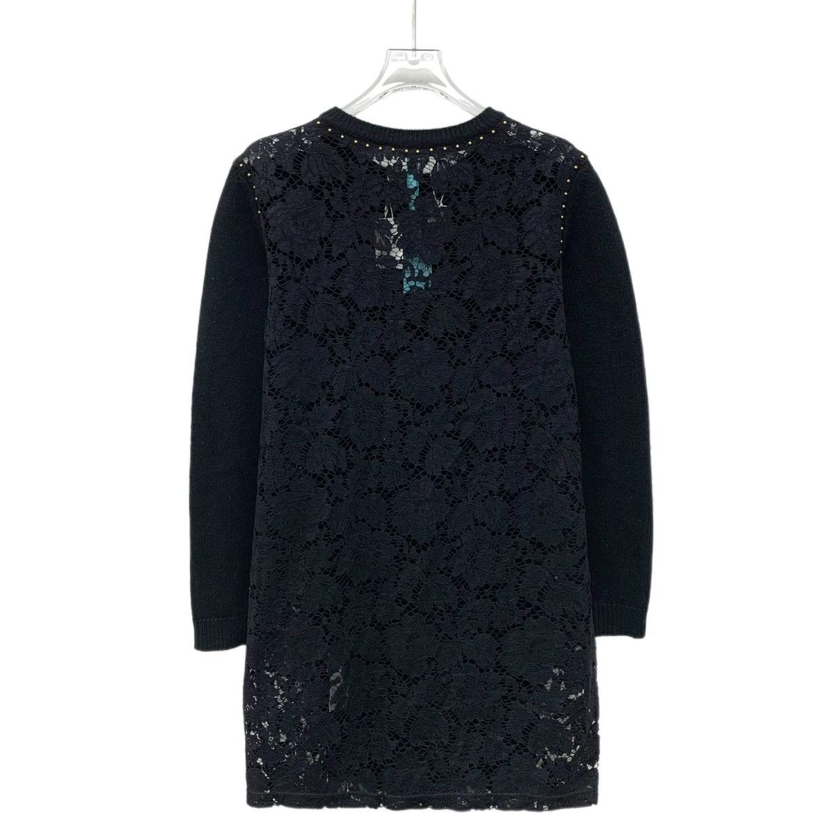 Valentino Valentino Black Wool Crew Neck Long Sleeve Knit Dress K26WX Size S / US 4 / IT 40 - 2 Thumbnail