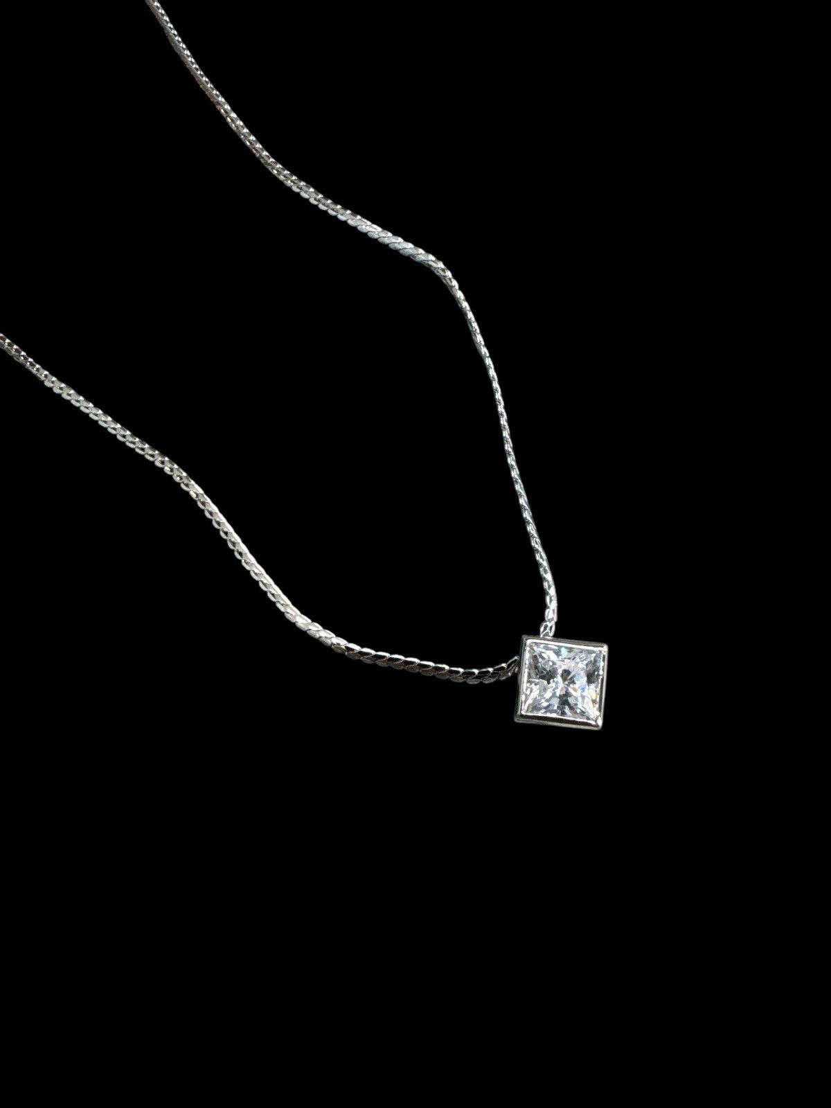 Sterling Silver PRINCESS BEZEL CUT ZIRCON STERLING SILVER NECKLACE Size ONE SIZE - 1 Thumbnail