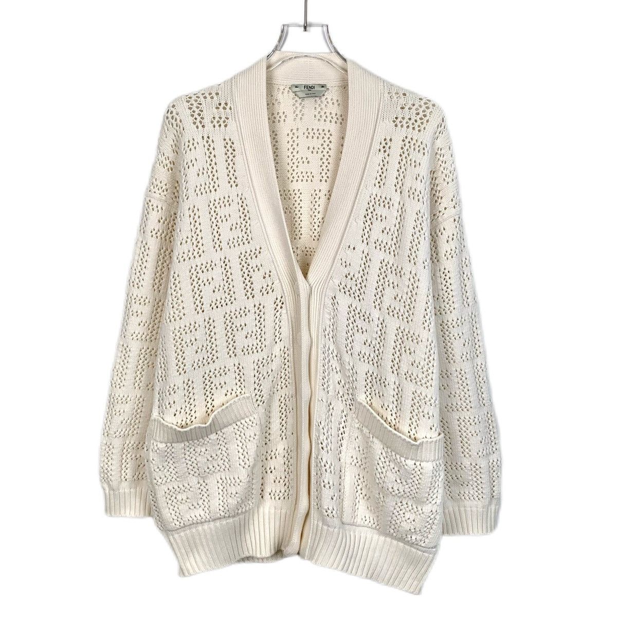 Fendi Fendi Cotton V-neck Long Sleeve Knitted Cardigan Coat K26WX Size S / US 4 / IT 40 - 1 Thumbnail