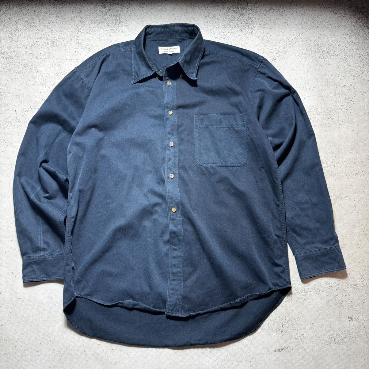 90s saint laurent overshot button ups with big logo