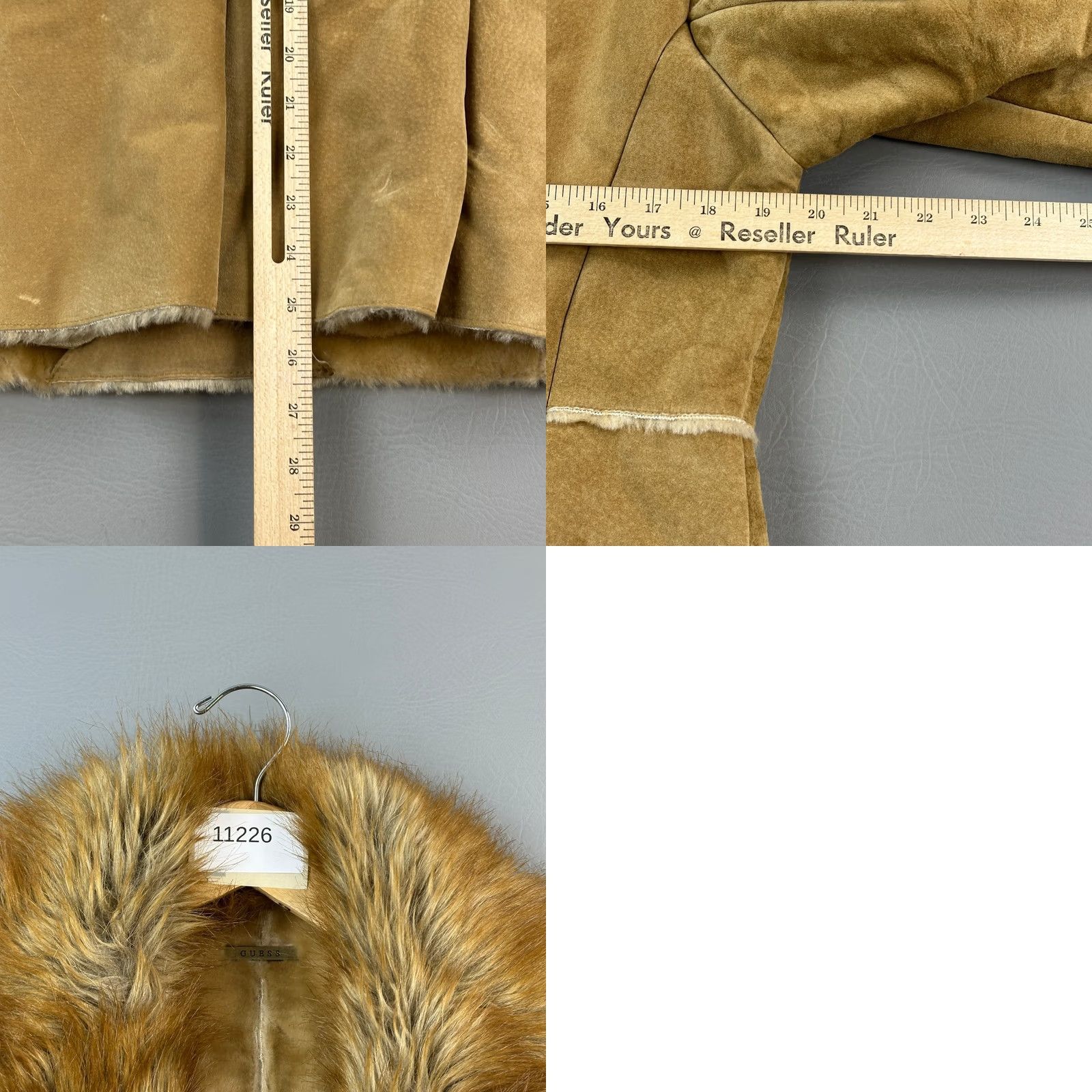 Guess VINTAGE GUESS Jacket Women’s Large Tan Leather Faux Fur Trim Shearling Boho 90s Jacket Mens Womens Girls Size L / US 10 / IT 46 - 9 Thumbnail