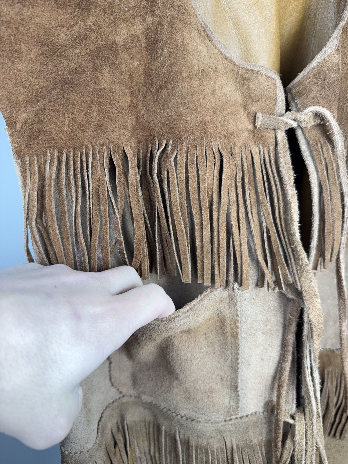 Genuine Leather Vintage Cowboy USA Suede Fringe Vest Western Boho Leather Size US M / EU 48-50 / 2 - 5 Thumbnail