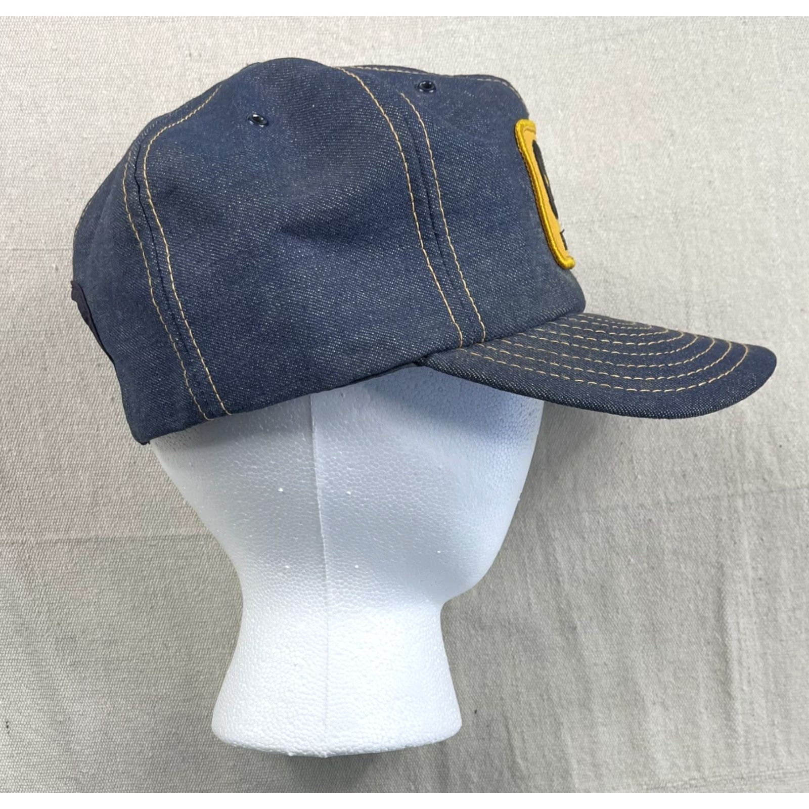 Vintage VINTAGE CAT Denim Trucker Hat Men Adjustable Blue 80s CAT Equipment Snapback Cap United States USA MFG Size ONE SIZE - 3 Thumbnail