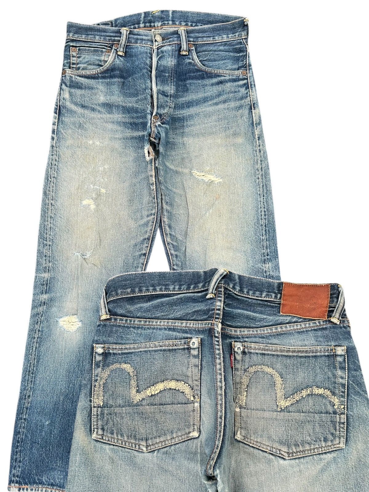 Japanese Brand × Kapital × Vintage Evisu Selvedge Distressed Japanese Denim Jeans Size US 29 - 1 Thumbnail