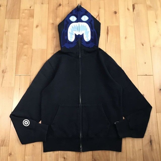 Blue and black bape hoodie online