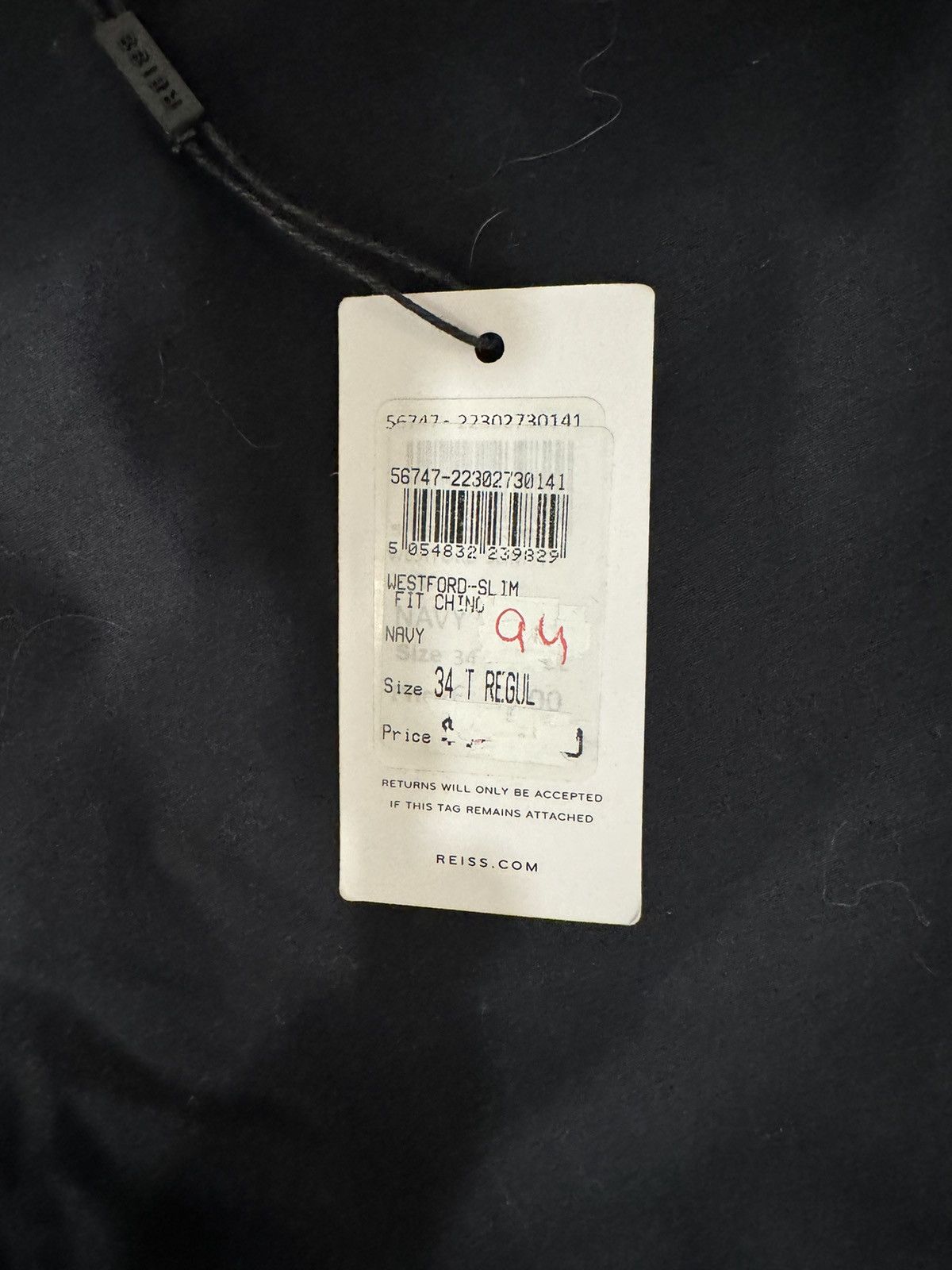 Reiss NEW Men’s Reiss Westford Slim Chino Pant Navy 34 Waist Size 34R - 3 Thumbnail