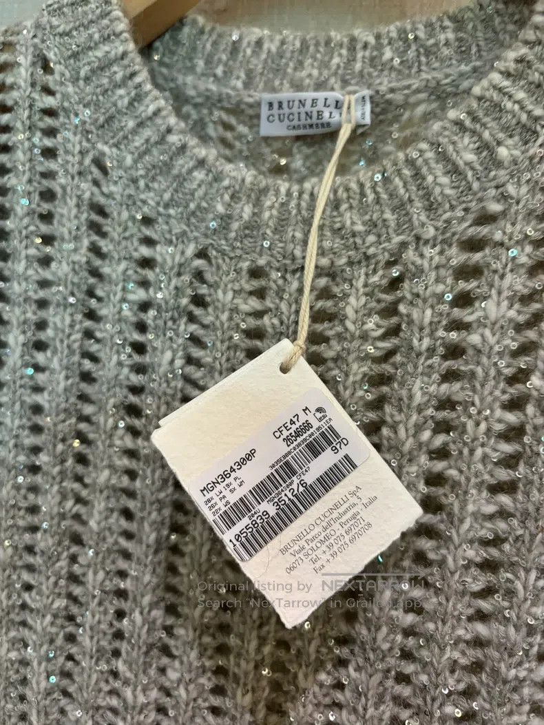 Brunello Cucinelli Brunello Cucinelli Women's Crew Neck Sequin Knit Mesh Swea Size M / US 6-8 / IT 42-44 - 4 Thumbnail