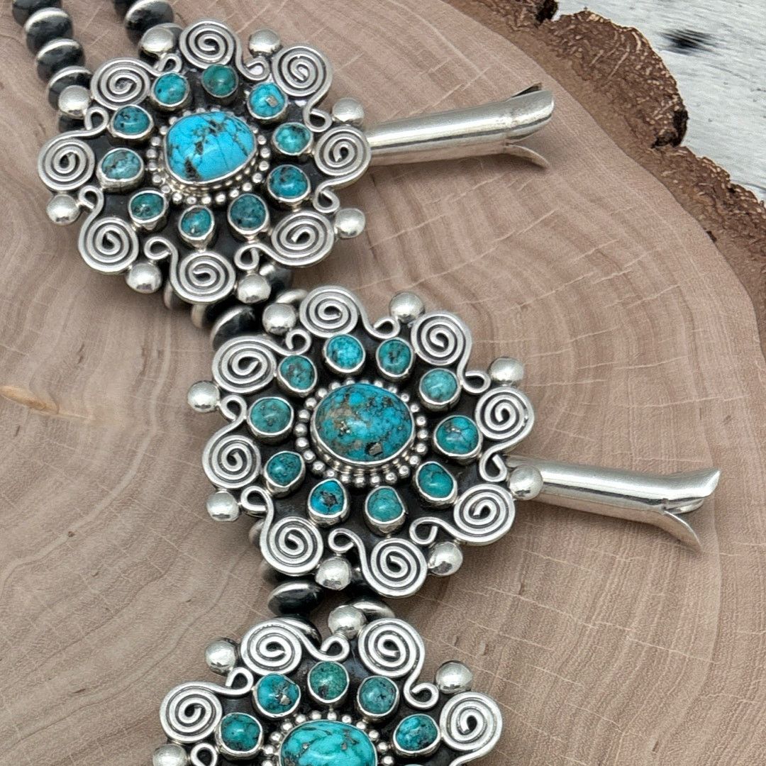 Native TONYA JUNE RAFAEL Navajo Turquoise Squash Blossom Necklace Size ONE SIZE - 3 Thumbnail