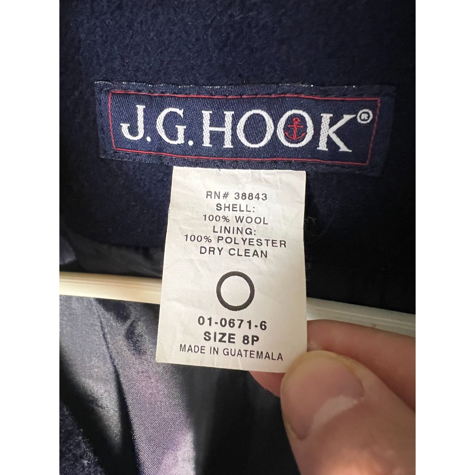 Other JG Hook Vintage 100% Wool Navy Blue Collared Trench Coat Wom Size M / US 6-8 / IT 42-44 - 3 Thumbnail