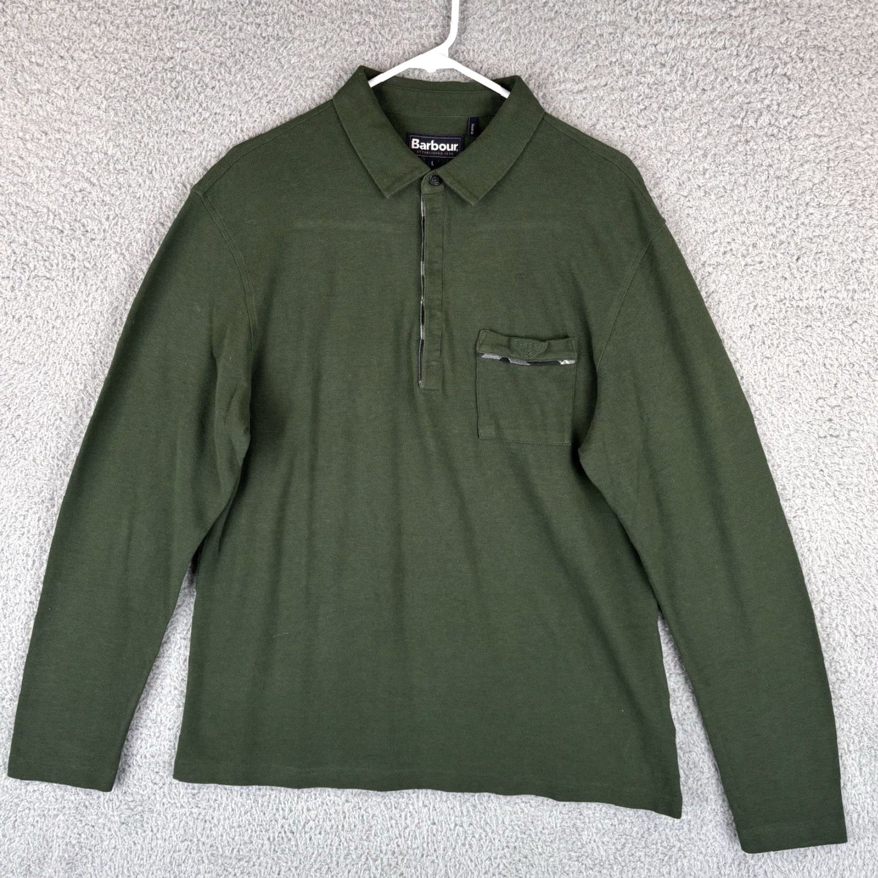 Barbour Barbour Polo Shirt Mens Long Sleeve Hunter Green Cotton Blend Preppy Slim Regular Size L 44 Chest Embroidered Logo Size US L / EU 52-54 / 3 - 2 Thumbnail
