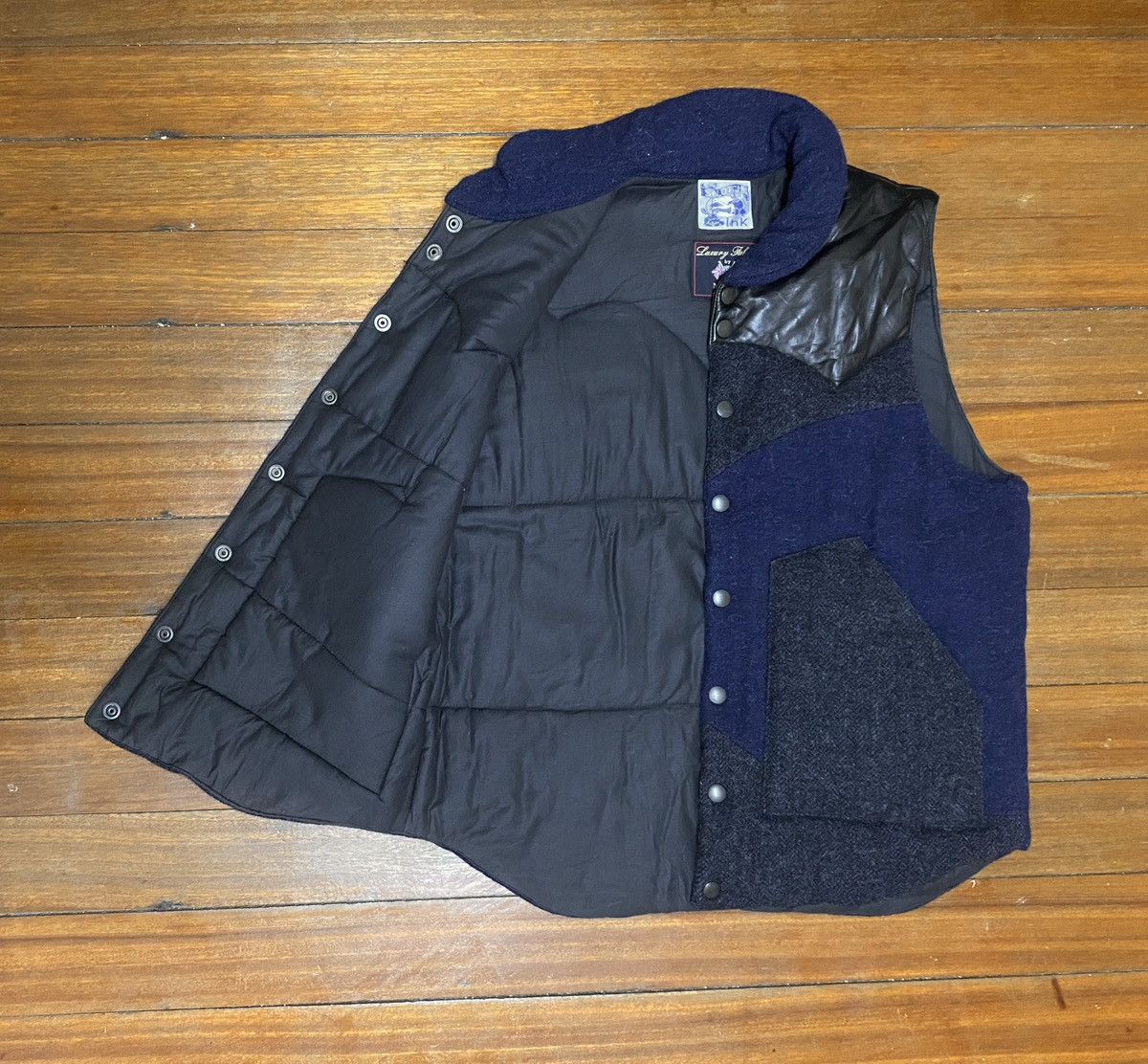 Japanese Brand × Vintage Rare Design Vintage Splotch Of Ink Wool Puffer Vests 2000s Size US L / EU 52-54 / 3 - 2 Thumbnail