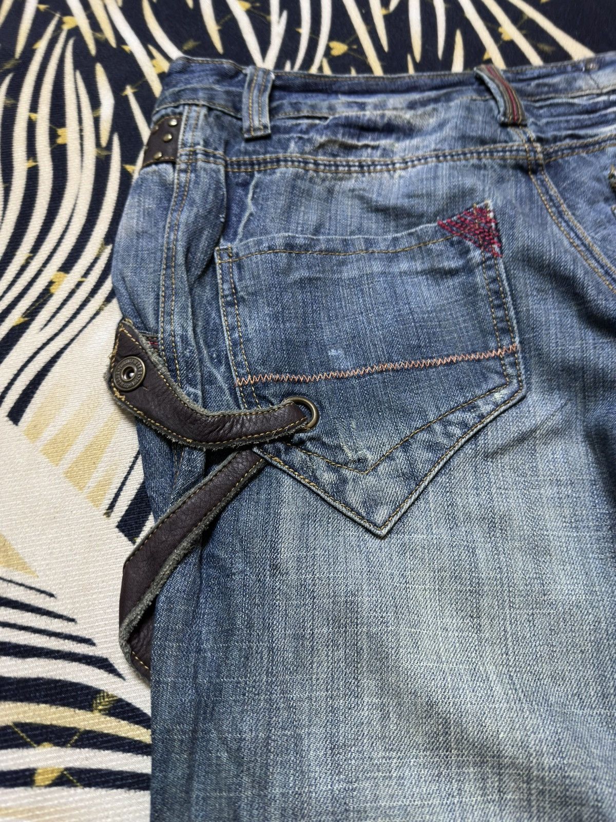 Drake Vintage Twenty Works Strap Leather Snake Studded Denim Size US 36 / EU 52 - 8 Thumbnail