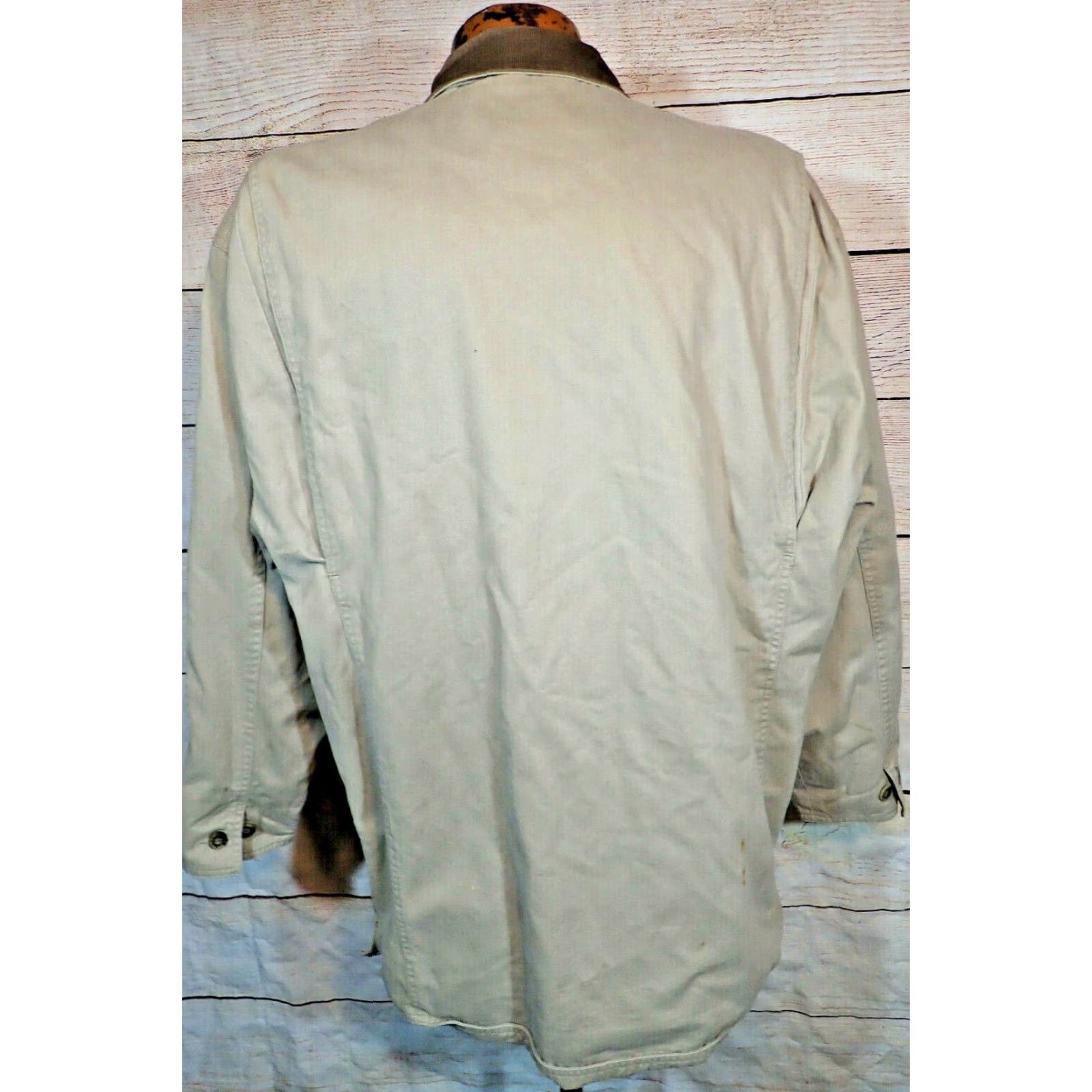 Lee VINTAGE Lee Men's Cotton Work Jacket Lined Coat sz M Beige Casual Outdoor Retro Leather Collar | Machine Washable | Fall Winter Spring Summer Size US M / EU 48-50 / 2 - 3 Thumbnail