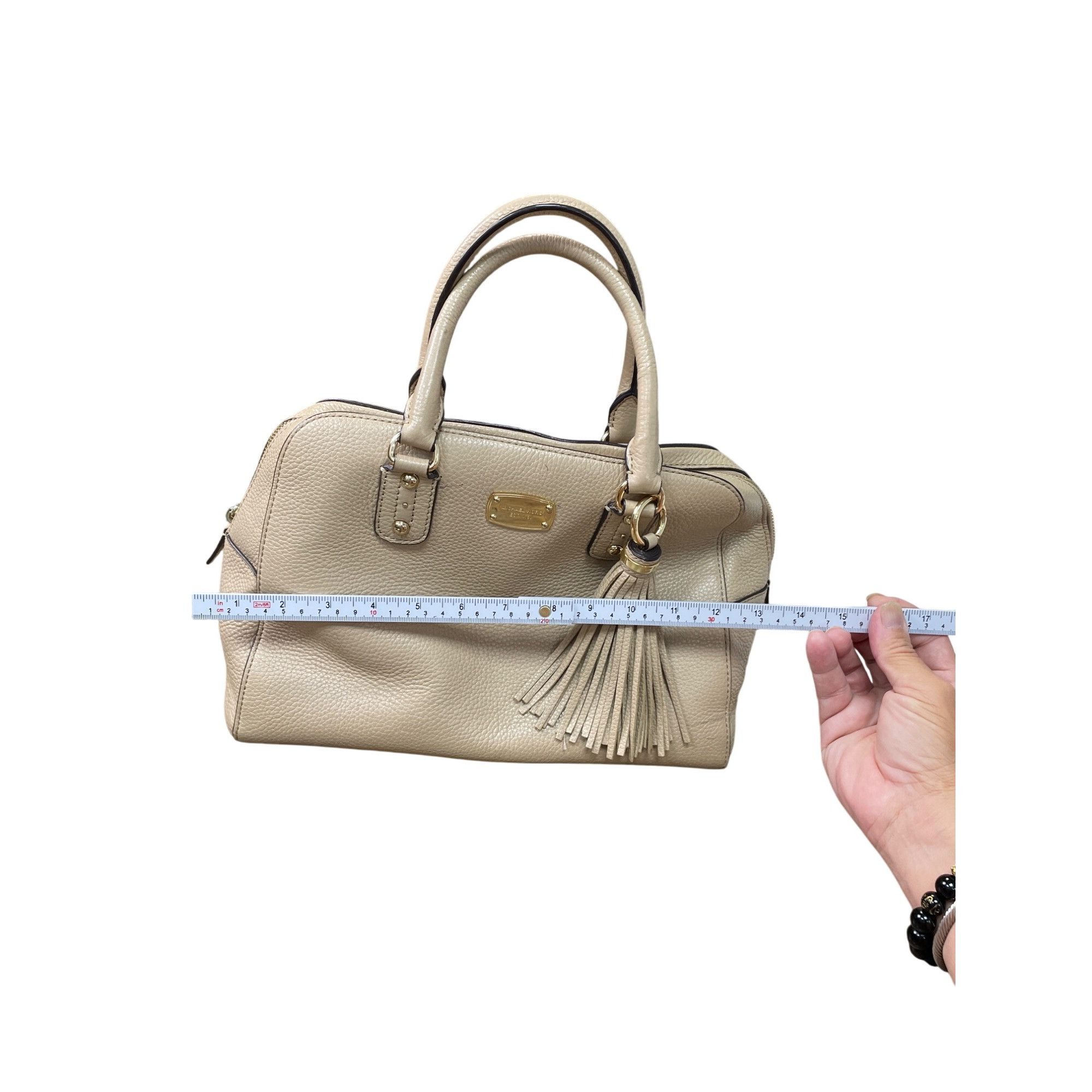 Michael Kors Michael Kors Womens Beige Leather Satchel Handbag SKU 9033 Size ONE SIZE - 11 Thumbnail