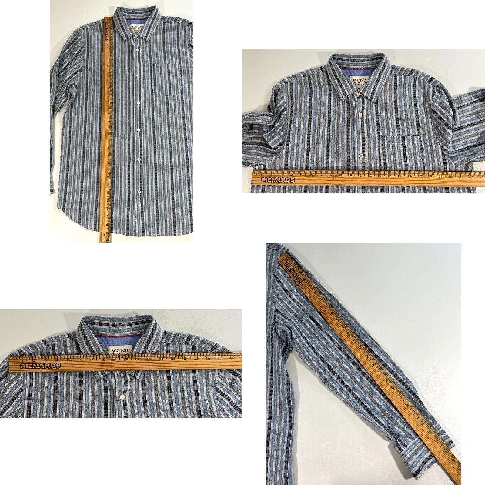 Scotch & Soda NWT Scotch & Soda Button-Up Shirt Mens Dobby Stripe Lightweight Sz L Cotton Multicolor Long Sleeve Collared Pocketed Casual Shirt Size US L / EU 52-54 / 3 - 9 Thumbnail