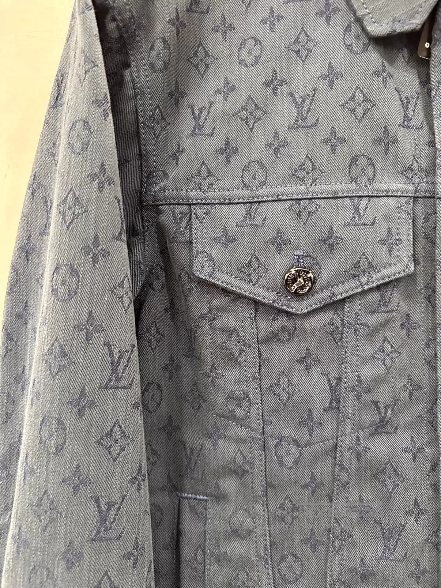 Louis Vuitton Blue Patterned Denim Jacket Size L. Size US L / EU 52-54 / 3 - 5 Thumbnail