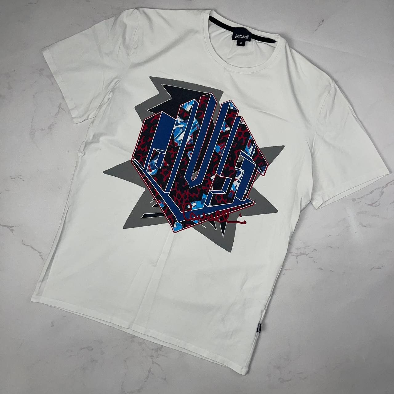 Just Cavalli Streatwear X Just Cavalli Graphic Logo T-Shirt White Sz XL Size US XL / EU 56 / 4 - 2 Thumbnail