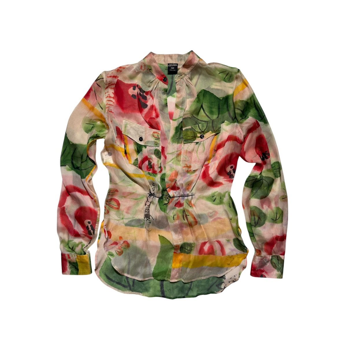 Jean Paul Gaultier Silk floral cinch button down Size L / US 10 / IT 46 - 1 Thumbnail