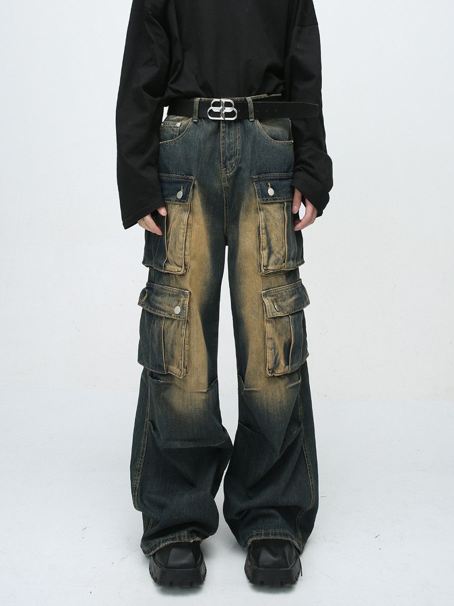 Vintage Men's Multi-Pocket Paneled Distressed Cargo Jeans Size US 32 / EU 48 - 1 Thumbnail