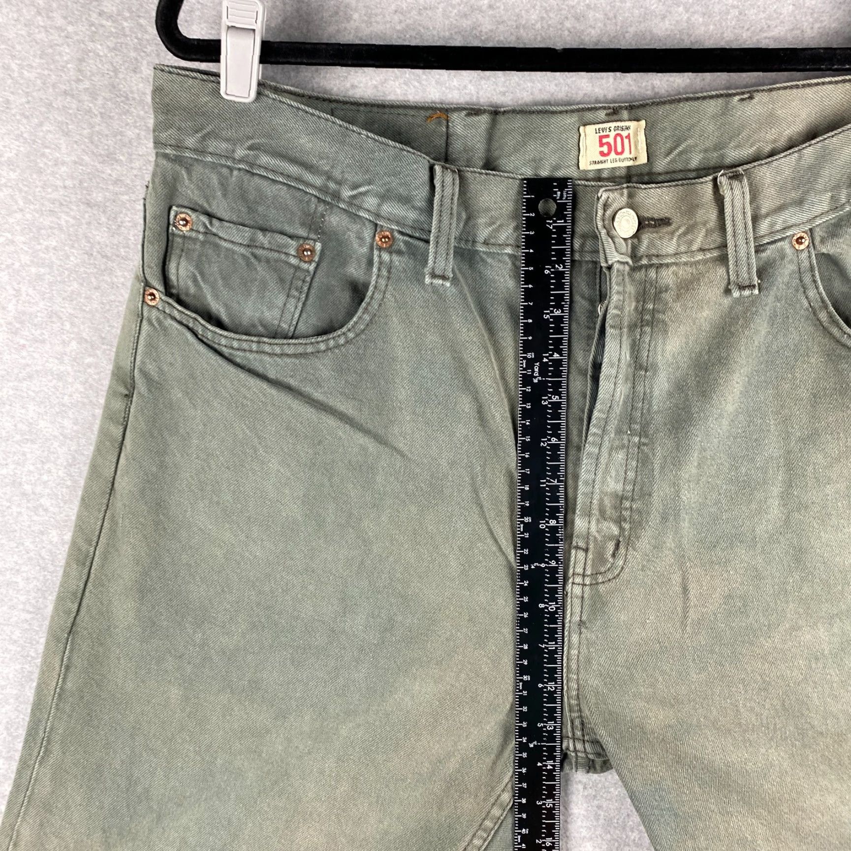 Levi's VINTAGE Levis 501 Jeans Men Gray Dark Wash 40 x 30 Regular Straight Button Fly 5-Pocket Denim Cotton Blend Distressed Modern Mens Size US 40 / EU 56 - 6 Thumbnail