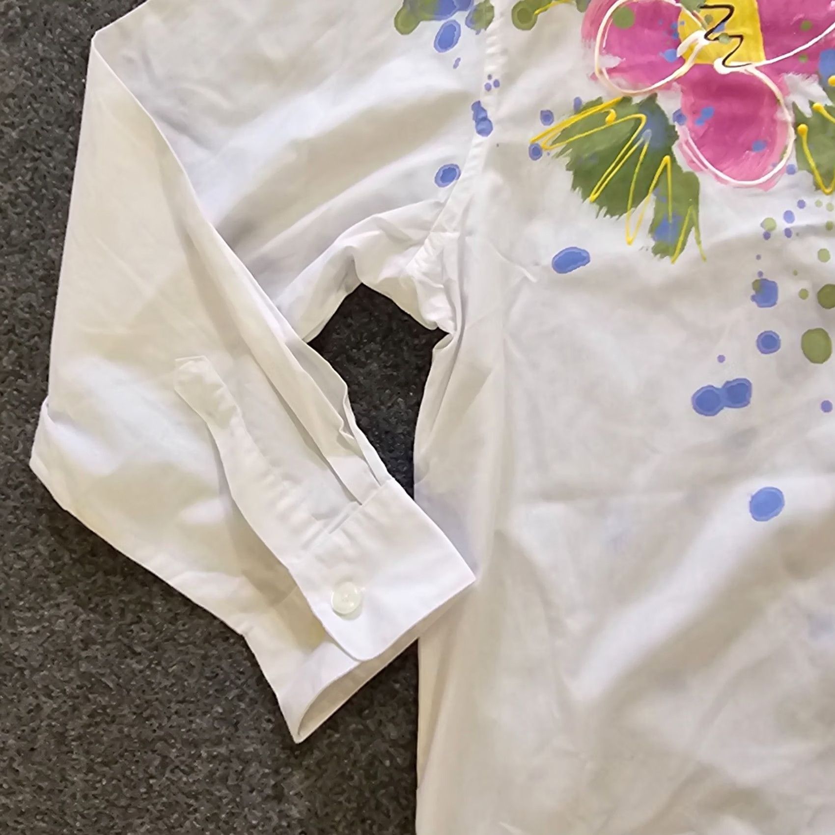 Vintage Victoria Top Women’s XL White Pink Floral Hand Painted Button Casual Blouse Size XL / US 12-14 / IT 48-50 - 5 Thumbnail