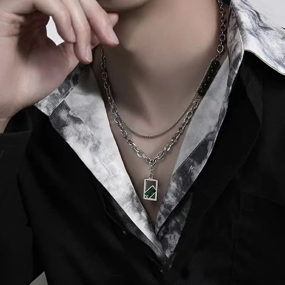 Jewelry Double-layer Chain Splicing Charm Collar Pendant Necklace Size ONE SIZE - 4 Thumbnail