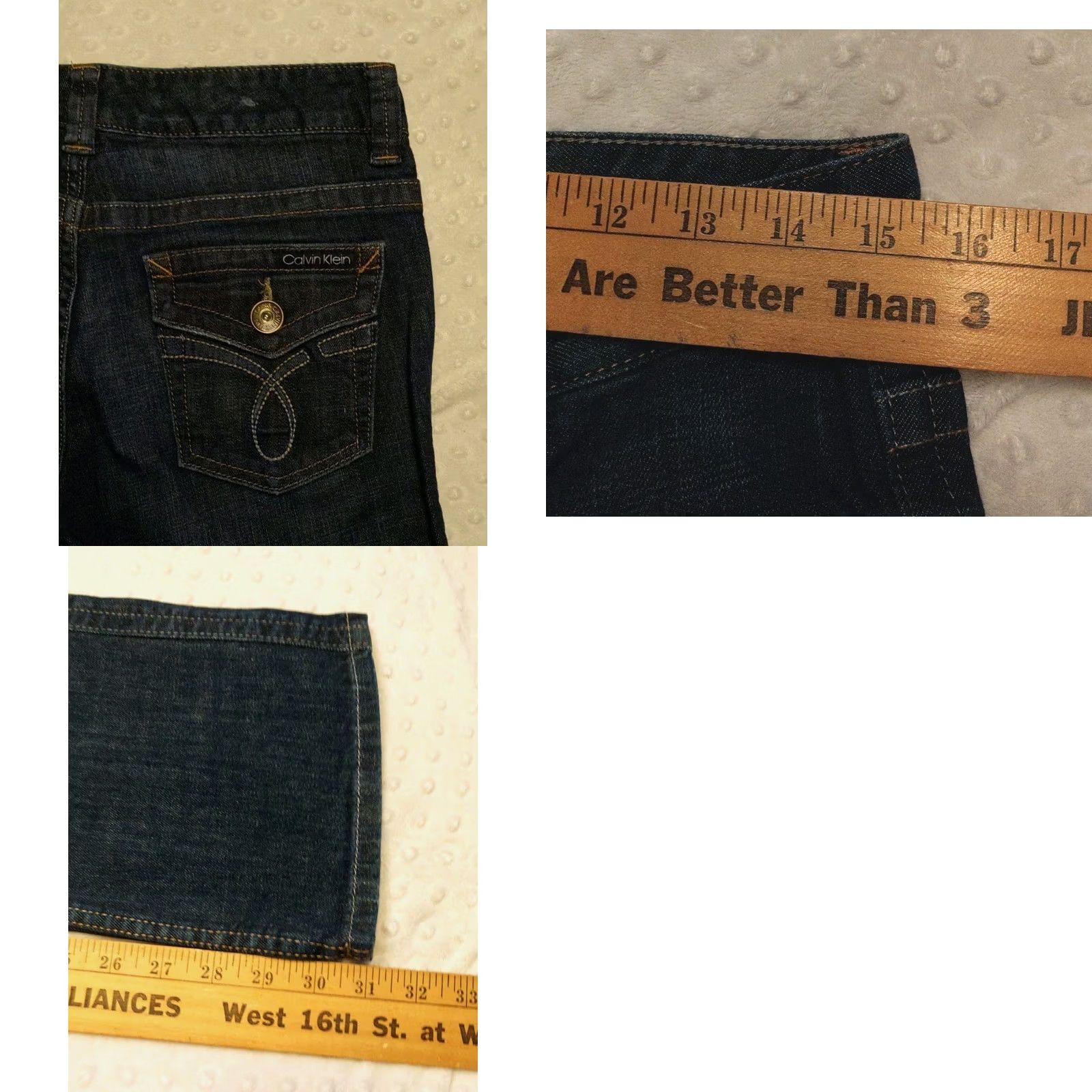 Calvin Klein Calvin Klein Jeans Womens Bootcut Denim 30x31 Dark Wash 28/6 Solid Blue High Rise 5-Pocket 100% Cotton Vintage Mens Womens Girls Size 28" / US 6 / IT 42 - 8 Thumbnail
