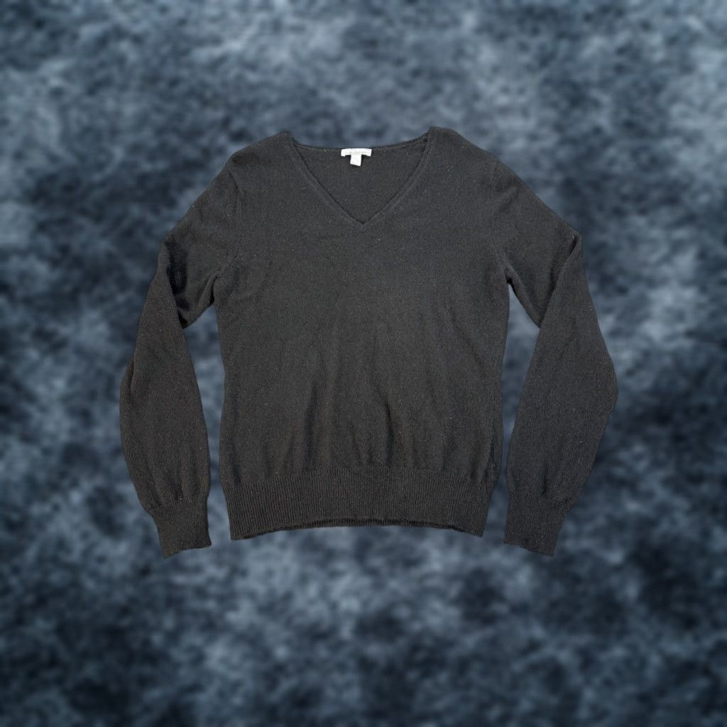 Apt. 9 Apt. 9 Sweater Women's L Black 100% Cashmere V-Neck Long Sleeve Knit Pullover, Solid, Regular, Women, Size L Size L / US 10 / IT 46 - 1 Thumbnail