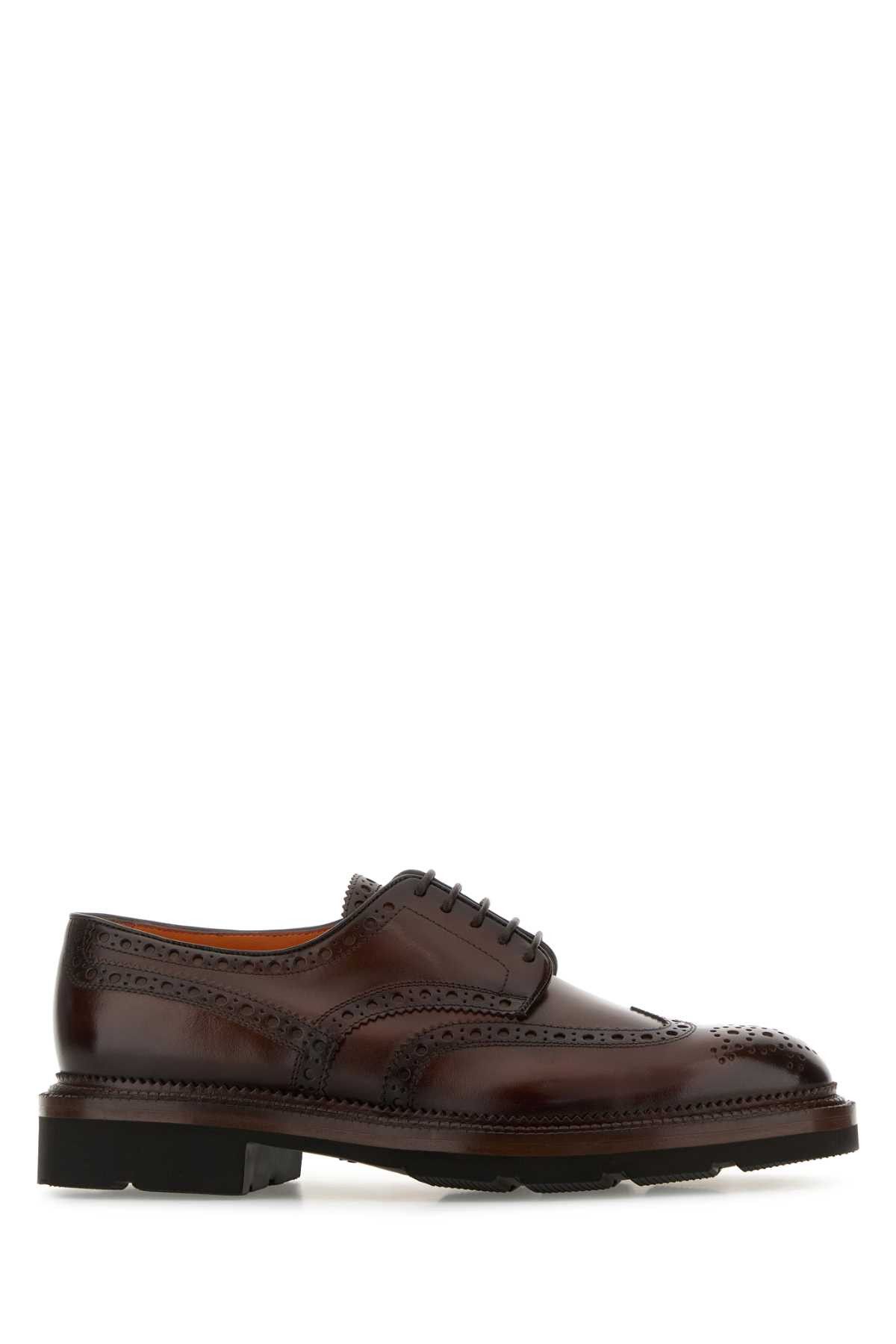 Santoni Brown Leather Emil Lace-Up Shoes Size US 7 / EU 40 - 1 Thumbnail