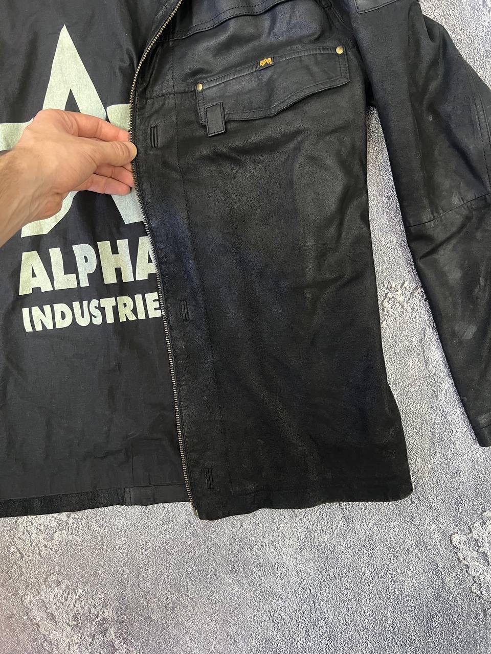Alpha Industries Vintage 90s Alpha Industries Leather Jacket Flight US L Size US L / EU 52-54 / 3 - 8 Thumbnail