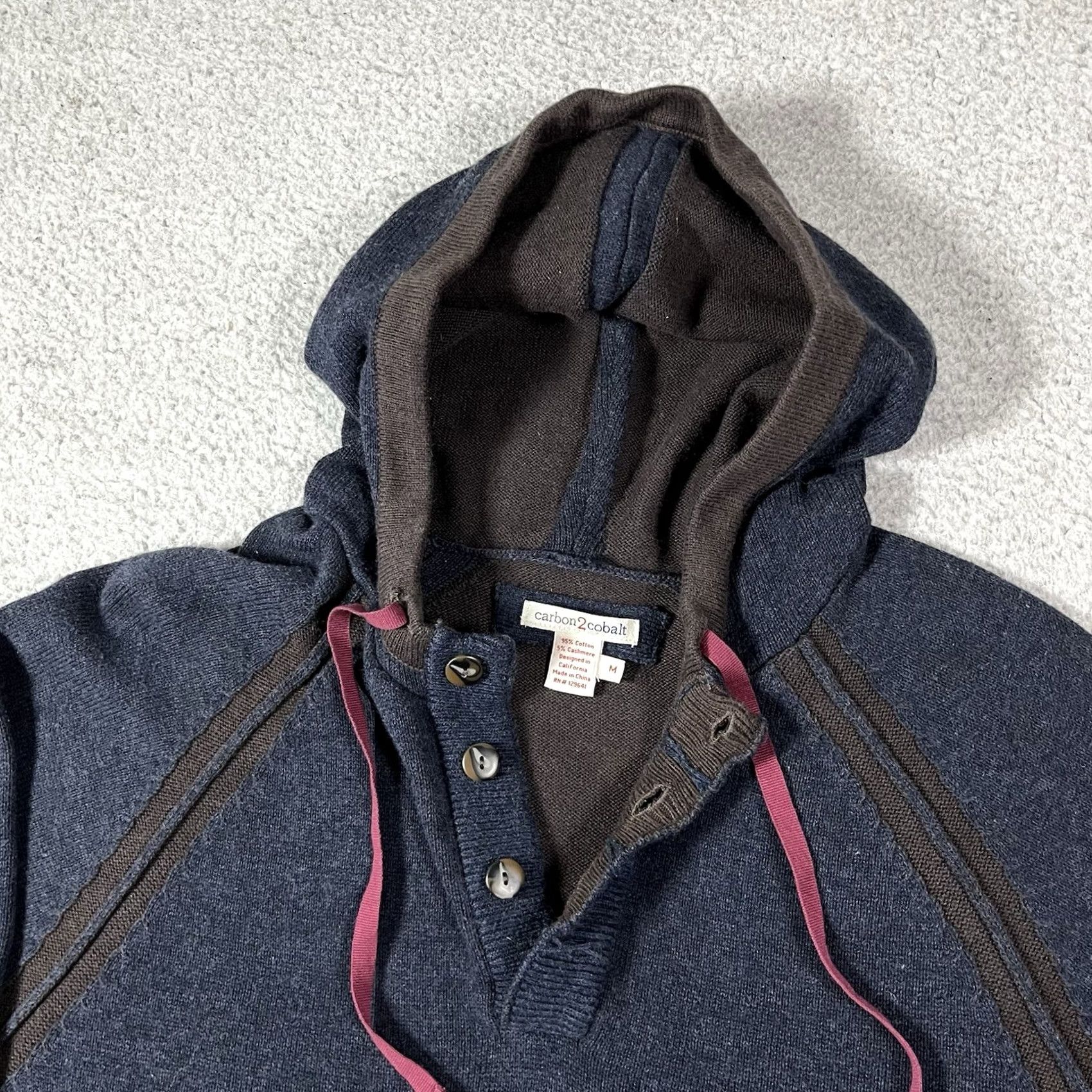 Carbon2Cobalt VINTAGE Carbon 2 Cobalt Hoodie Mens M Blue Cotton Cashmere Sweater Preppy Hiatus Raglan Size US M / EU 48-50 / 2 - 7 Thumbnail