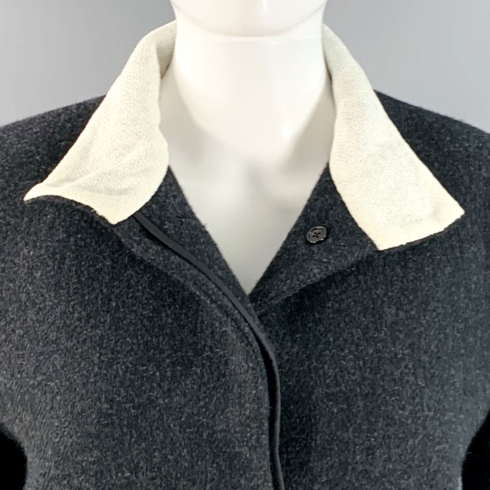 The Row THE ROW Jacket Nehru Collar Black Charcoal Wool/Paper Size 4 Adult Women Italy Size S / US 4 / IT 40 - 2 Thumbnail