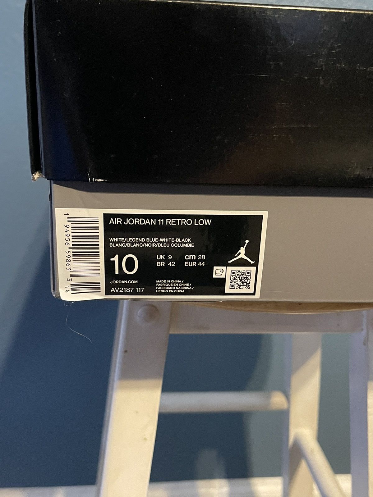 image of Jordan Nike Jordan 11 Low Legend Blue Shoes in White, Men's (Size 10)