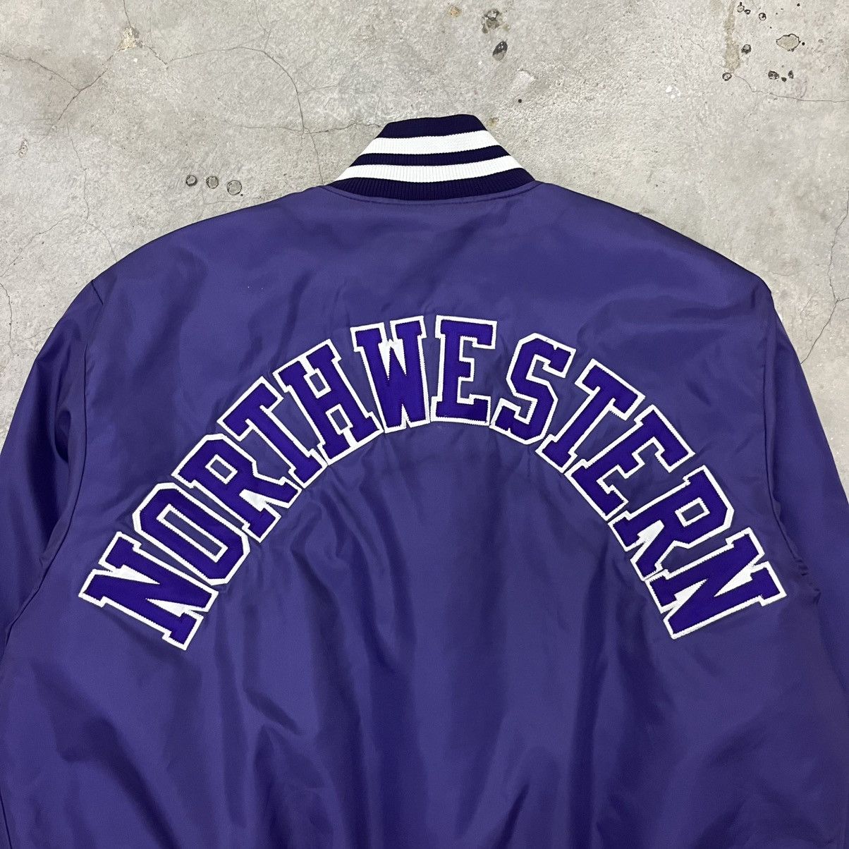 Vintage Vtg Northwestern Satin Bomber Jacket Size US L / EU 52-54 / 3 - 2 Thumbnail