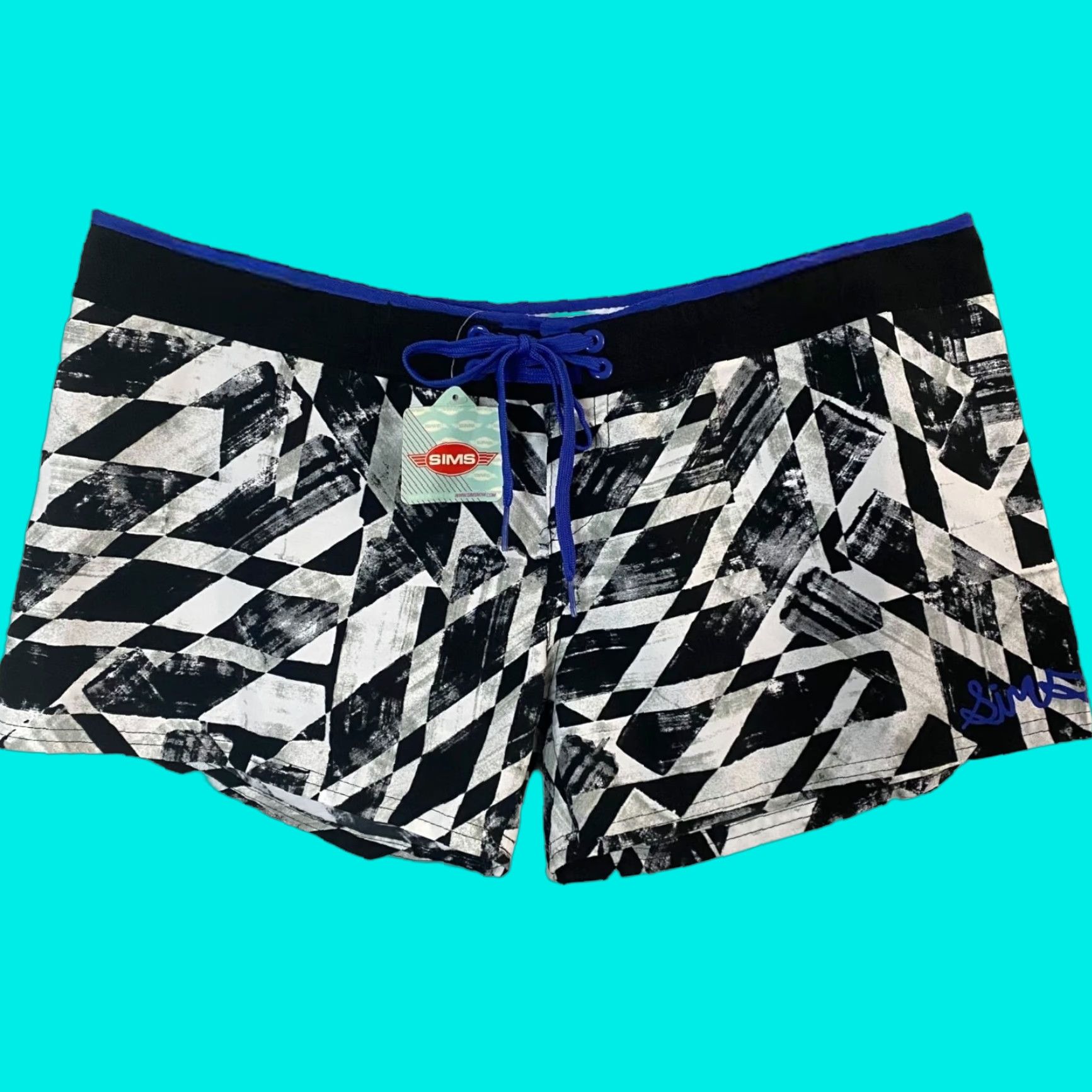 Swims Sims Swim Board Shorts Womens L Black White Geometric Print New Size 36" / US 14 / IT 50 - 1 Thumbnail