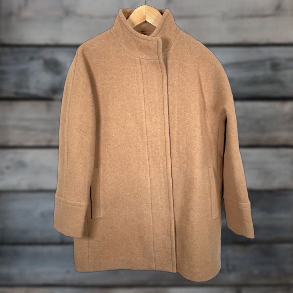 J.Crew VINTAGE J.Crew Factory Wool City Coat Women's 16 Beige Hidden Zip Mid Length AB945 Size XXL / US 16-18 / IT 52-54 - 1 Thumbnail