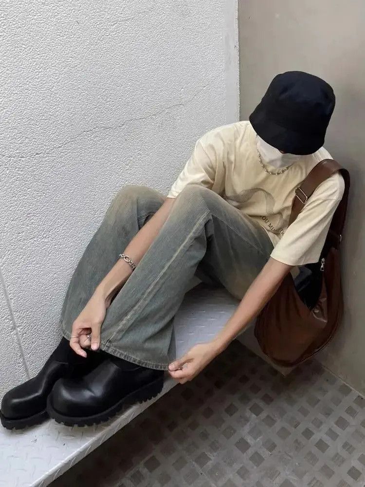 Japanese Brand Retro straight tube slightly flared loose jeans Size US 30 / EU 46 - 3 Thumbnail