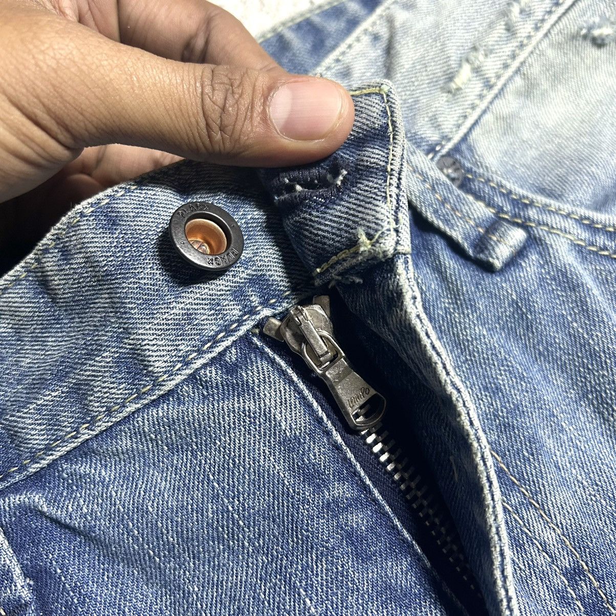 Japanese Brand Crazy Disstresed Denim PLACX CROP MILAN LOSE CROP TAPERED Size US 34 / EU 50 - 6 Thumbnail