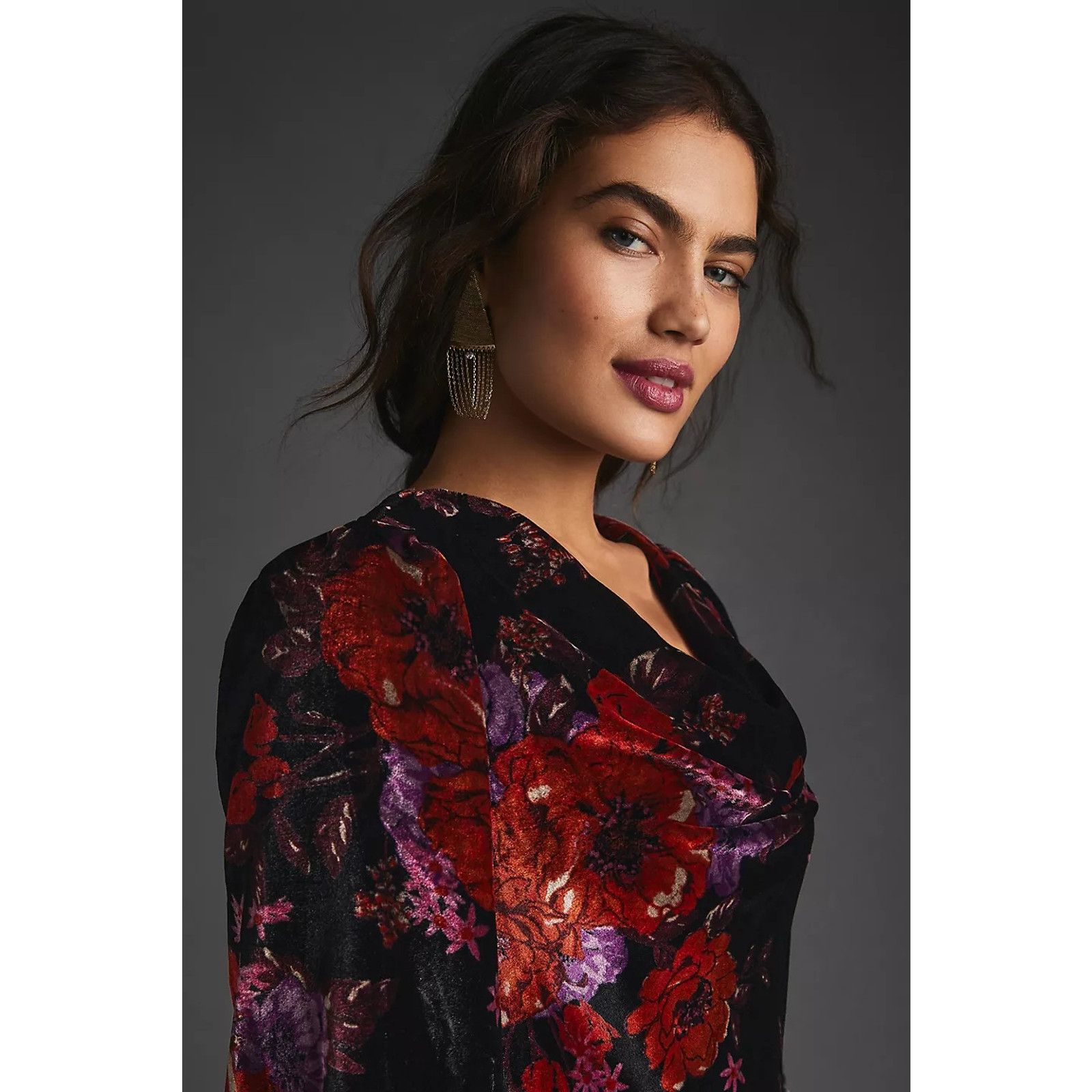 Anthropologie New Anthropologie Maeve Cowl-Neck Velvet Dress $180 X-SMALL Size XS / US 0-2 / IT 36-38 - 2 Thumbnail