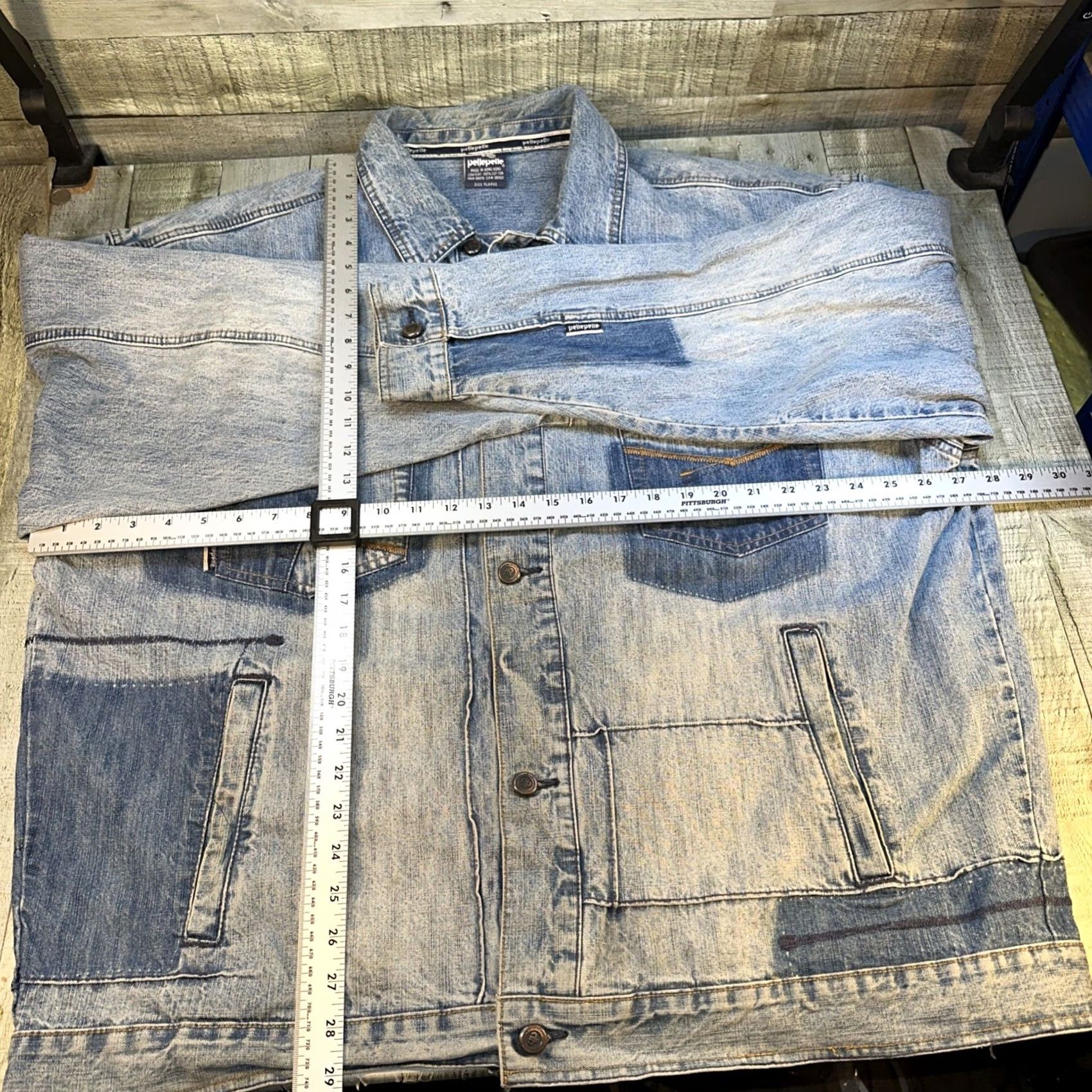Pelle Pelle VINTAGE Pelle Pelle Denim Jacket Men XL Blue Hip Hop 90s Y2K Bomber Jacket Size US XL / EU 56 / 4 - 3 Thumbnail