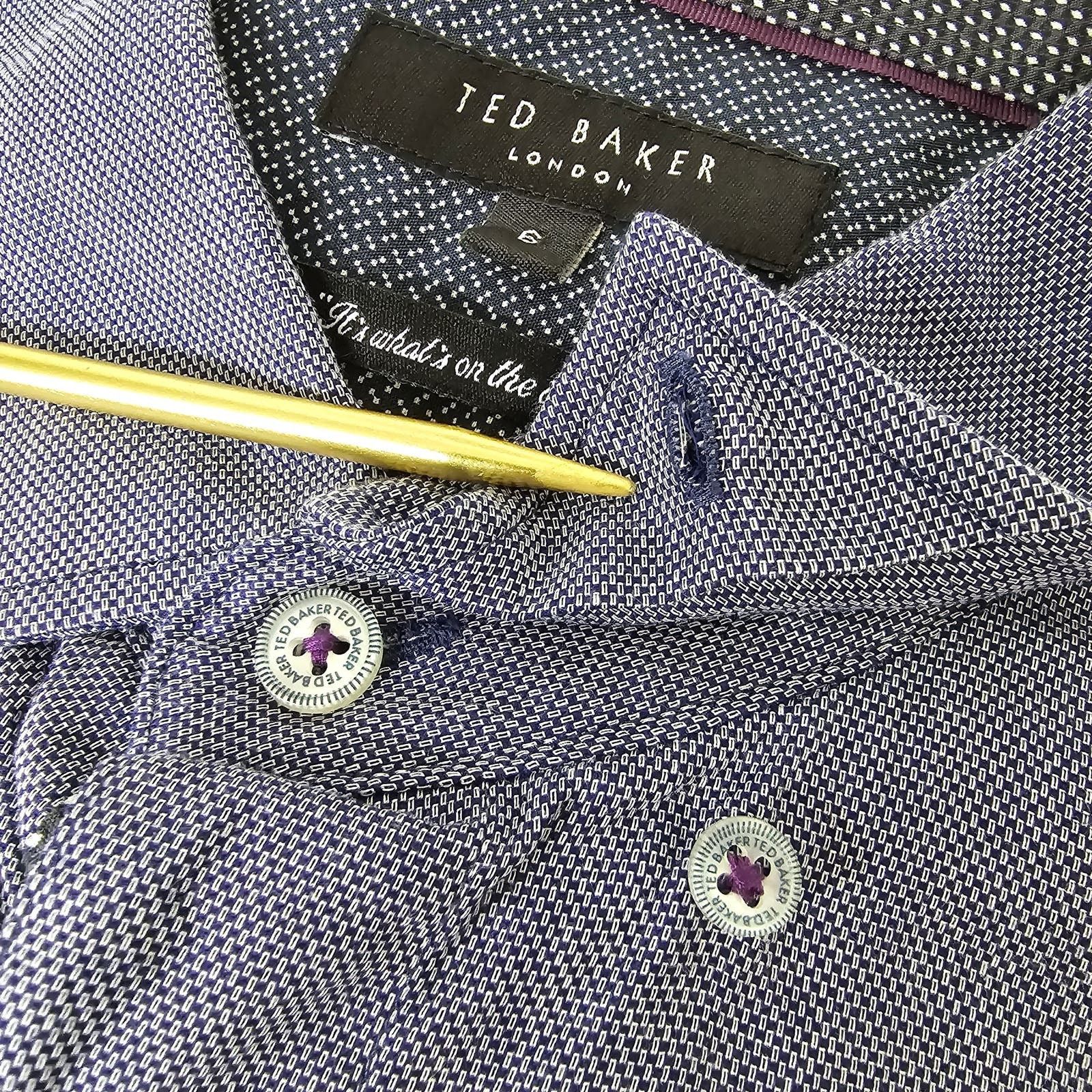 Ted Baker TED BAKER IFEL Semi Plain Shirt Micro Dot Navy Size 6 XXL XL Size US XXL / EU 58 / 5 - 5 Thumbnail
