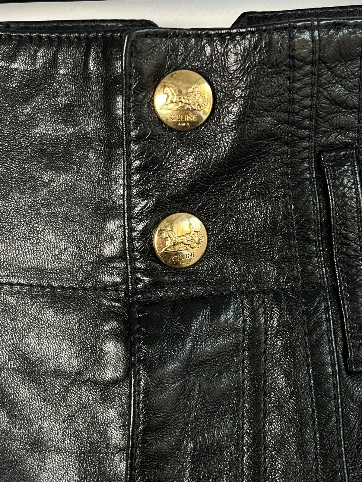 Celine Celine Jumbo Wide Leg Leather Pants by Hedi Slimane Size 28" / US 6 / IT 42 - 3 Thumbnail