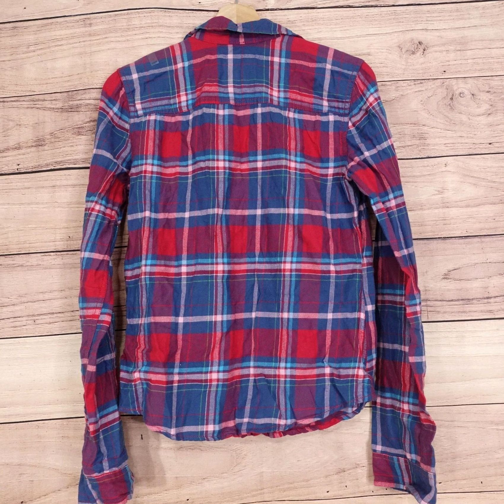 Abercrombie & Fitch Abercrombie & Fitch Button-Up Womens M Red Plaid Long Sleeve Flannel Shirt Size M / US 6-8 / IT 42-44 - 3 Thumbnail